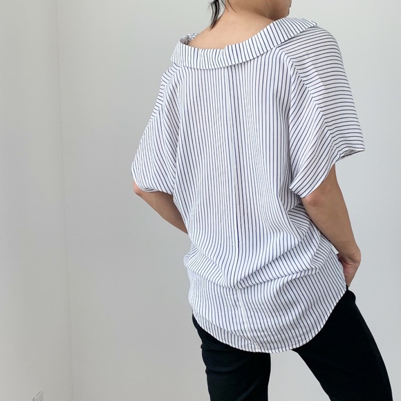 Ultra soft  stripes blouse top with collar - Picture 6 of 8
